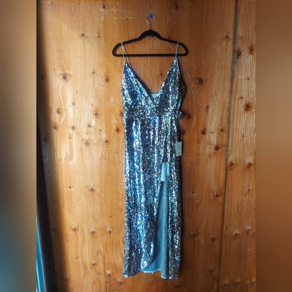 For Love & Lemons Multicolor Sequin Cut Out Long Formal Dress